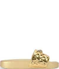 Kurt Geiger London Meena Eagle Metallic Ornament Pool Slide Sandals