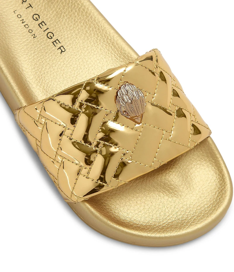 Kurt Geiger London Meena Eagle Metallic Ornament Pool Slide Sandals