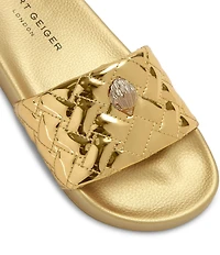 Kurt Geiger London Meena Eagle Metallic Ornament Pool Slide Sandals