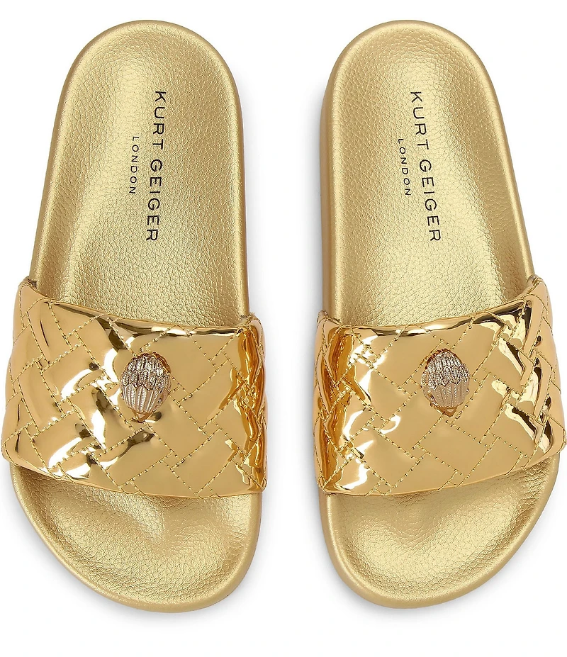 Kurt Geiger London Meena Eagle Metallic Ornament Pool Slide Sandals