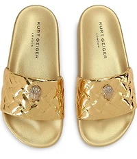 Kurt Geiger London Meena Eagle Metallic Ornament Pool Slide Sandals