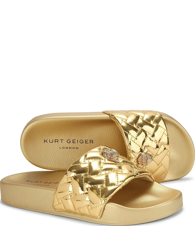 Kurt Geiger London Meena Eagle Metallic Ornament Pool Slide Sandals