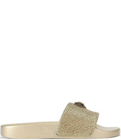 Kurt Geiger London Meena Metallic Rhinestone Embellished Logo Ornament Pool Slides
