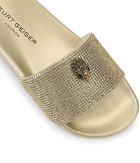 Kurt Geiger London Meena Metallic Rhinestone Embellished Logo Ornament Pool Slides