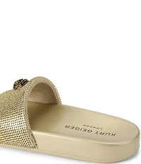 Kurt Geiger London Meena Metallic Rhinestone Embellished Logo Ornament Pool Slides