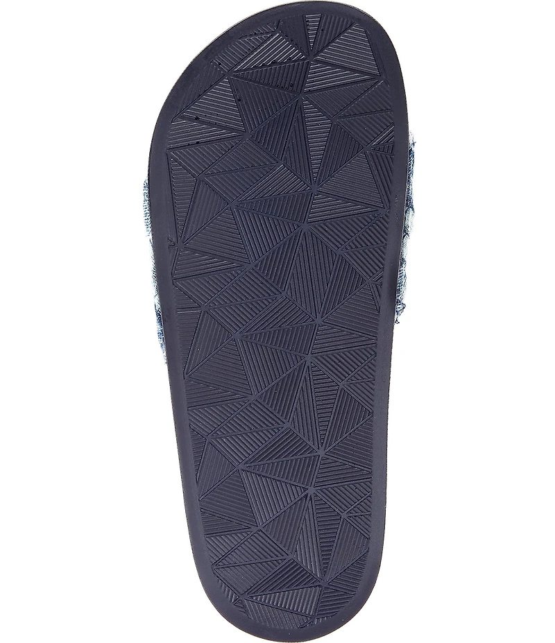 Kurt Geiger London Meena Quilted Denim Patchwork Logo Ornament Pool Slide Sandals