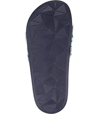 Kurt Geiger London Meena Quilted Denim Patchwork Logo Ornament Pool Slide Sandals