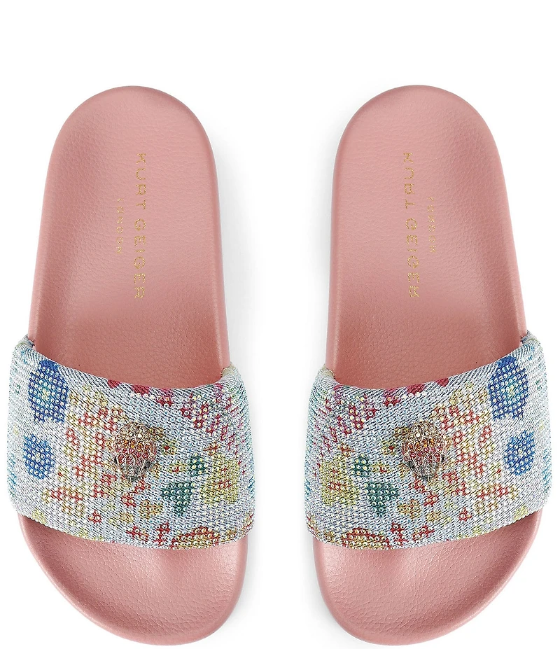 Kurt Geiger London Meena Floral Logo Ornament Eagle Pool Slide Sandals