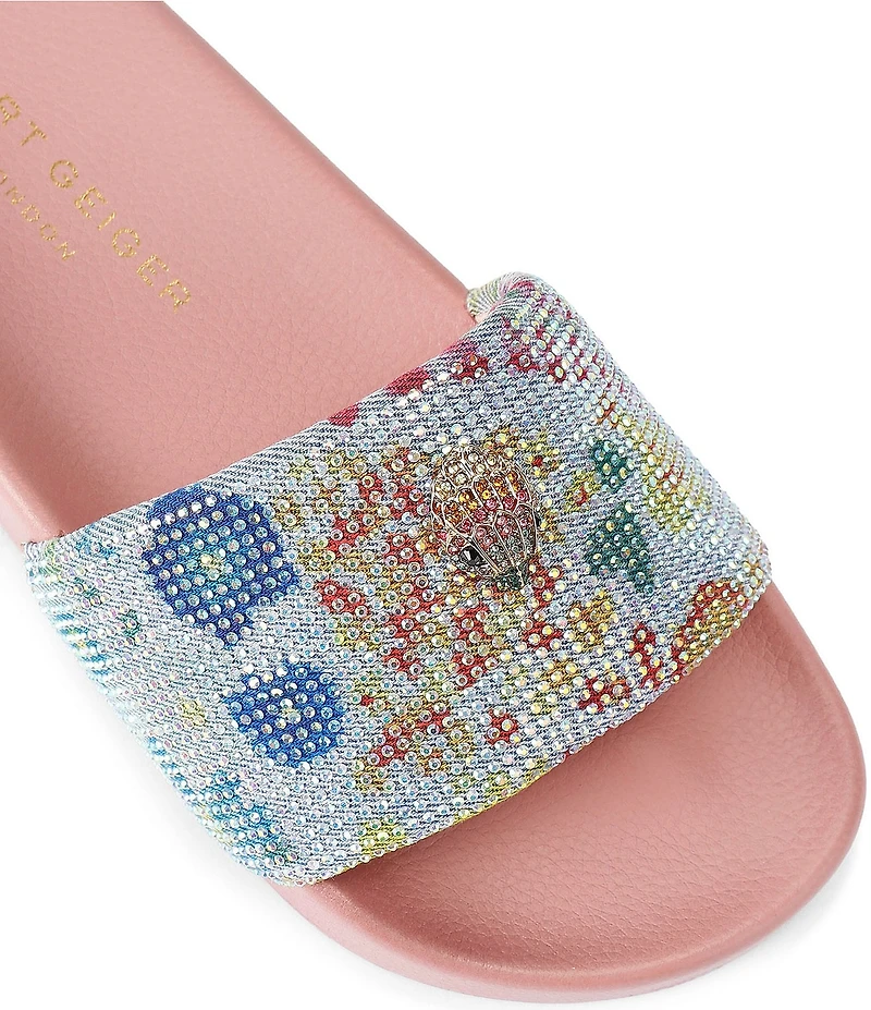Kurt Geiger London Meena Floral Logo Ornament Eagle Pool Slide Sandals