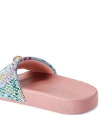 Kurt Geiger London Meena Floral Logo Ornament Eagle Pool Slide Sandals