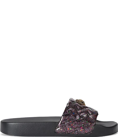 Kurt Geiger London Meena Glitter Eagle Logo Ornament Pool Slide Sandals