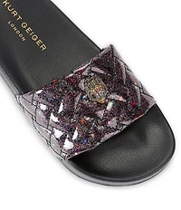 Kurt Geiger London Meena Glitter Eagle Logo Ornament Pool Slide Sandals