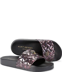 Kurt Geiger London Meena Glitter Eagle Logo Ornament Pool Slide Sandals