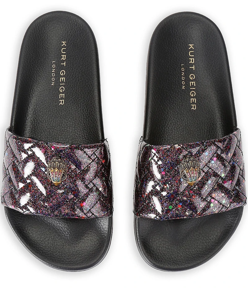 Kurt Geiger London Meena Glitter Eagle Logo Ornament Pool Slide Sandals