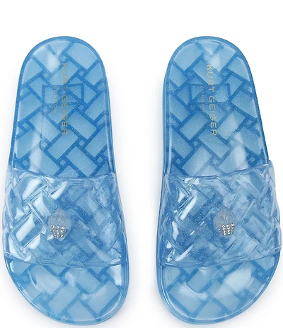 Kurt Geiger London Meena Glitter Jelly Logo Ornament Eagle Pool Slide Sandals