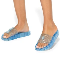 Kurt Geiger London Meena Glitter Jelly Logo Ornament Eagle Pool Slide Sandals