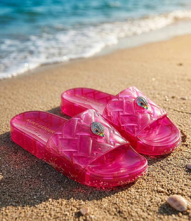 Kurt Geiger London Meena Jelly Logo Ornament Eagle Pool Slide Sandals