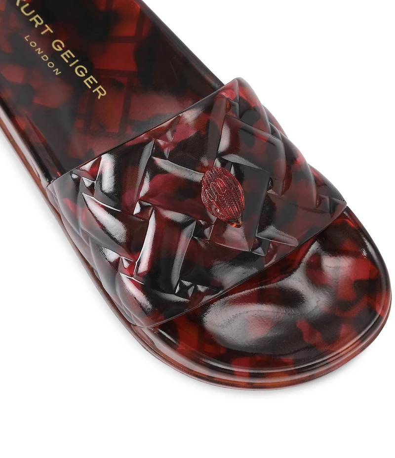 Kurt Geiger London Meena Jelly Tortoise Logo Ornament Eagle Pool Slide Sandals