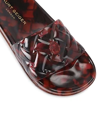 Kurt Geiger London Meena Jelly Tortoise Logo Ornament Eagle Pool Slide Sandals