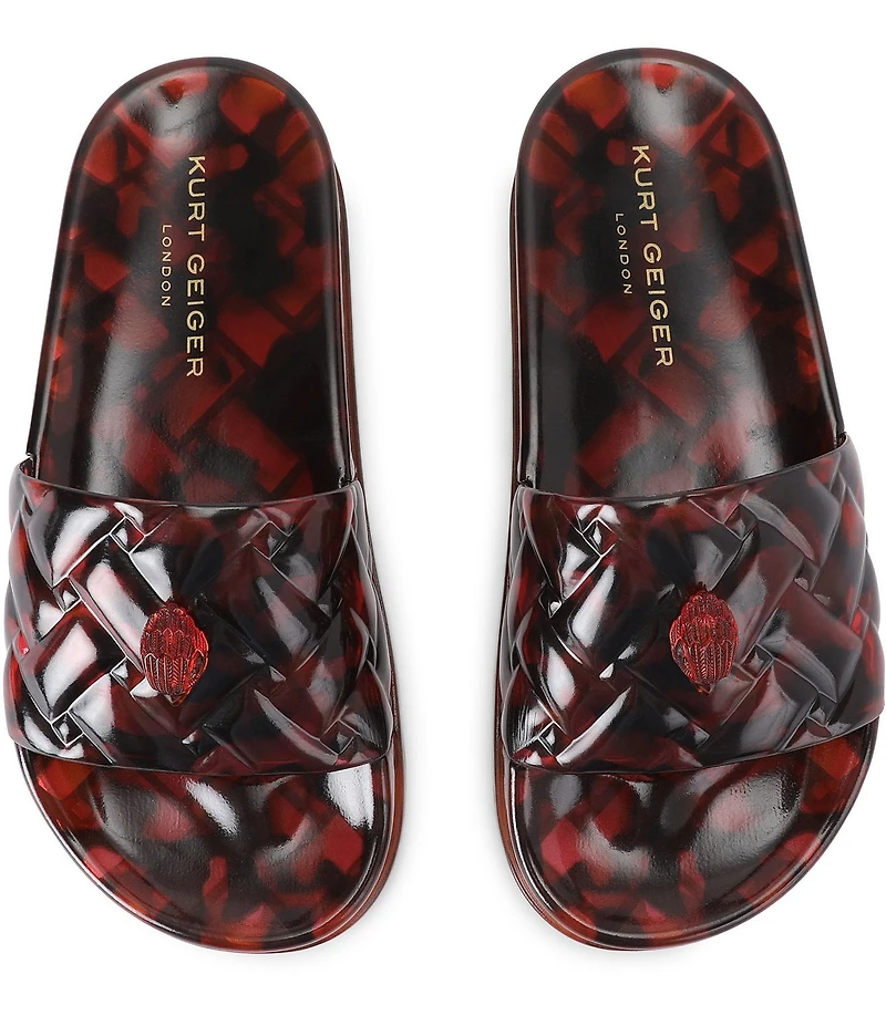 Kurt Geiger London Meena Jelly Tortoise Logo Ornament Eagle Pool Slide Sandals