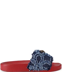 Kurt Geiger London Meena Logo Denim Floral Eagle Pool Slide Sandals