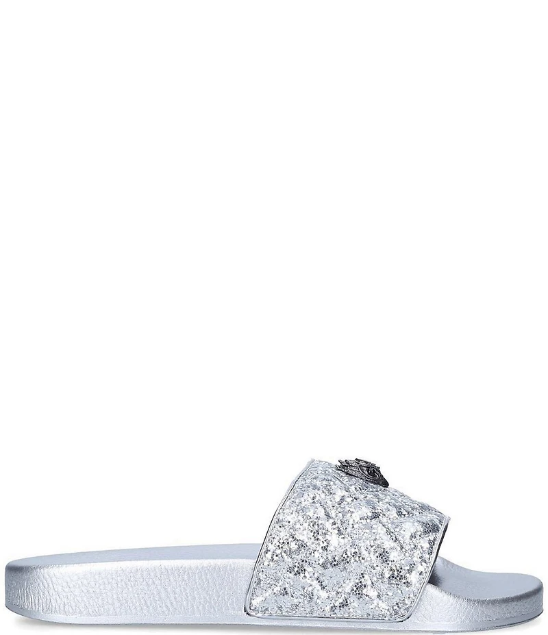 Kurt Geiger London Meena Metallic Logo Ornament Eagle Pool Slide Sandals