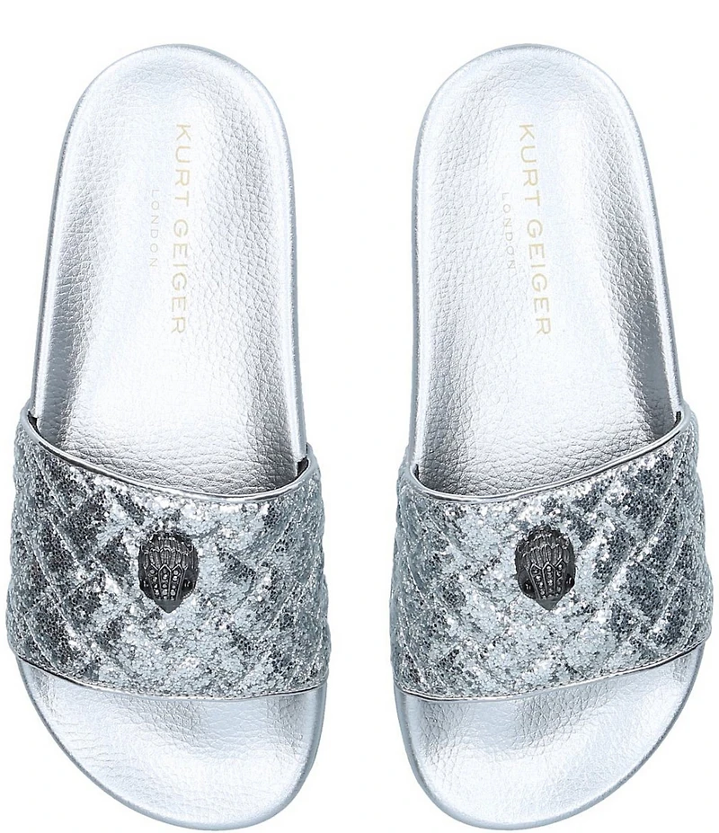 Kurt Geiger London Meena Metallic Logo Ornament Eagle Pool Slide Sandals