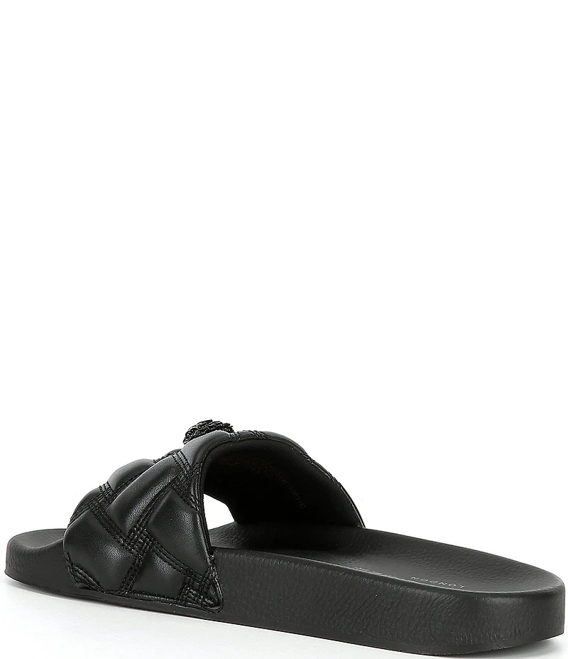 Kurt Geiger London Women's Meena Quilted Drenched Logo Ornament Pool Slide Sandals