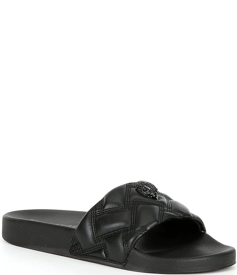 Kurt Geiger London Women's Meena Quilted Drenched Logo Ornament Pool Slide Sandals