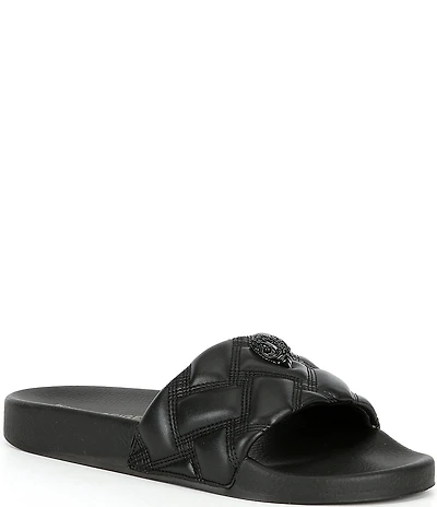 Kurt Geiger London Women's Meena Quilted Drenched Logo Ornament Pool Slide Sandals