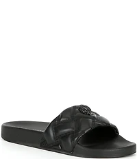 Kurt Geiger London Women's Meena Quilted Drenched Logo Ornament Pool Slide Sandals
