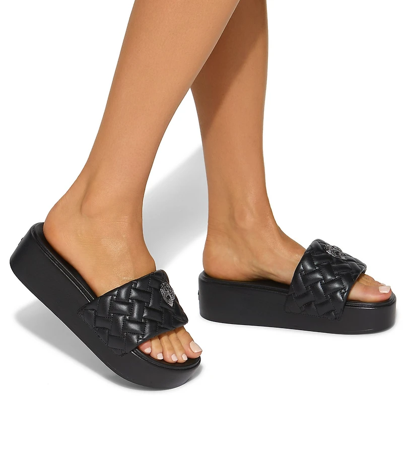 Kurt Geiger London Meena Quilted Logo Eagle Ornament Platform Slides