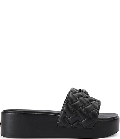 Kurt Geiger London Meena Quilted Logo Eagle Ornament Platform Slides
