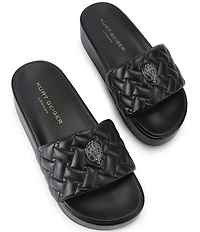 Kurt Geiger London Meena Quilted Logo Eagle Ornament Platform Slides