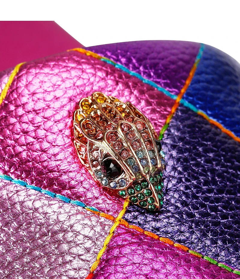 Kurt Geiger London Meena Quilted Metallic Rainbow Logo Ornament Pool Slide Sandals