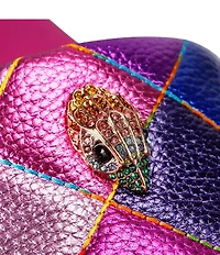 Kurt Geiger London Meena Quilted Metallic Rainbow Logo Ornament Pool Slide Sandals