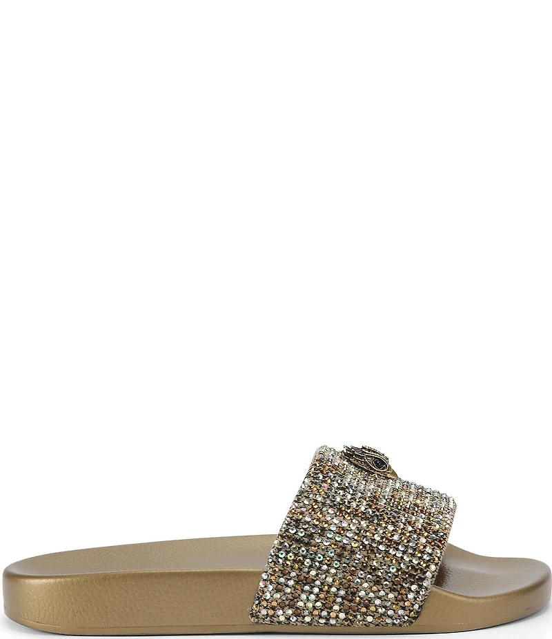 Kurt Geiger London Meena Rhinestone Embellished Logo Ornament Eagle Pool Slide Sandals
