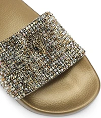 Kurt Geiger London Meena Rhinestone Embellished Logo Ornament Eagle Pool Slide Sandals