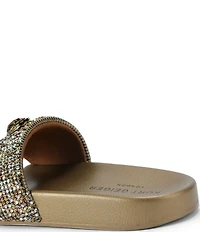 Kurt Geiger London Meena Rhinestone Embellished Logo Ornament Eagle Pool Slide Sandals