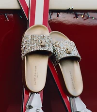 Kurt Geiger London Meena Rhinestone Embellished Logo Ornament Eagle Pool Slide Sandals