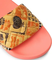 Kurt Geiger London Meena Stamp Print Quilted Logo Pool Slide Sandals