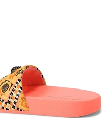 Kurt Geiger London Meena Stamp Print Quilted Logo Pool Slide Sandals