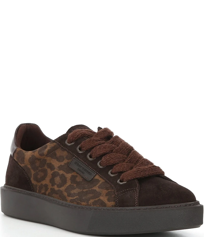 Kurt Geiger London Men's Albion Leopard Suede Sneakers