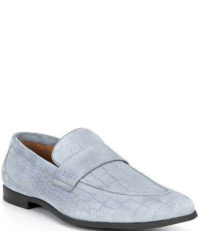 Kurt Geiger London Men's Aldgate Flex Croco Embossed Suede Loafers