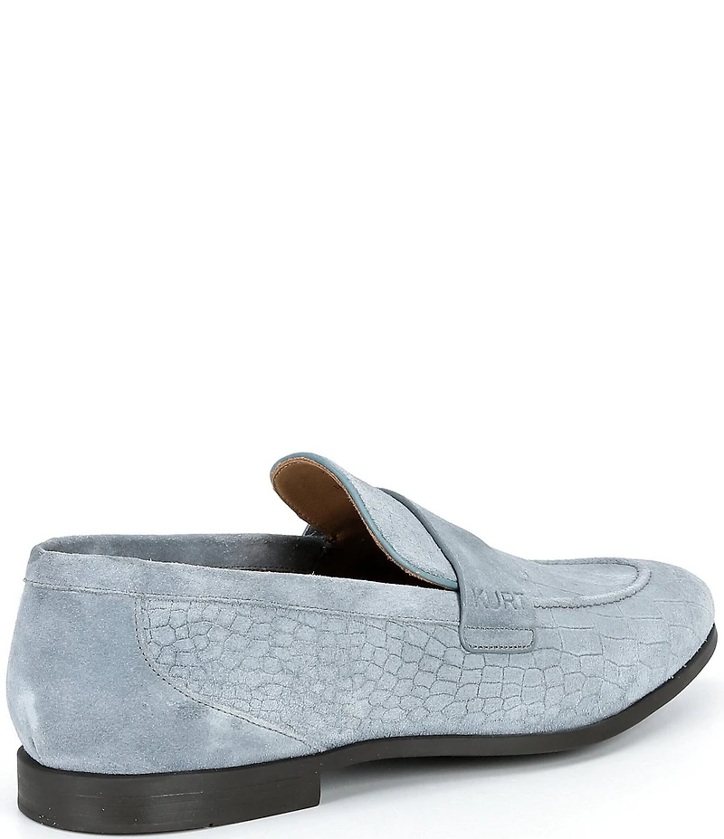 Kurt Geiger London Men's Aldgate Flex Croco Embossed Suede Loafers