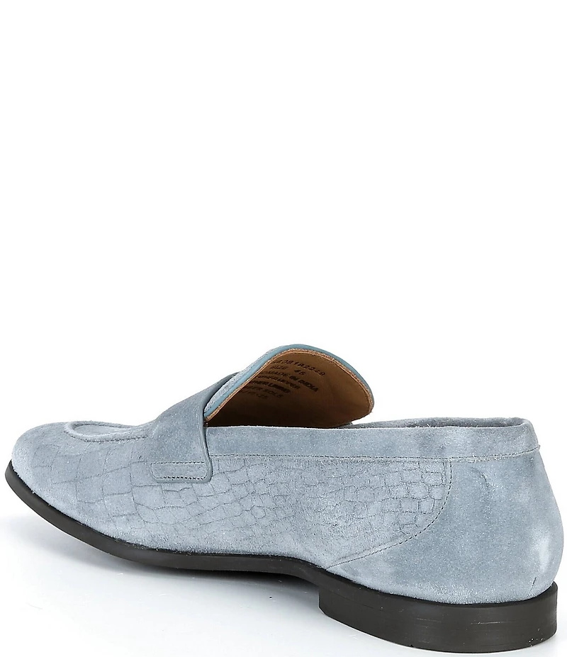 Kurt Geiger London Men's Aldgate Flex Croco Embossed Suede Loafers