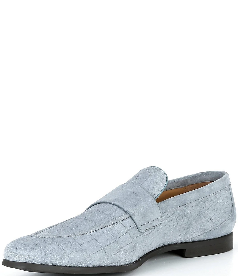 Kurt Geiger London Men's Aldgate Flex Croco Embossed Suede Loafers