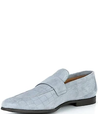 Kurt Geiger London Men's Aldgate Flex Croco Embossed Suede Loafers