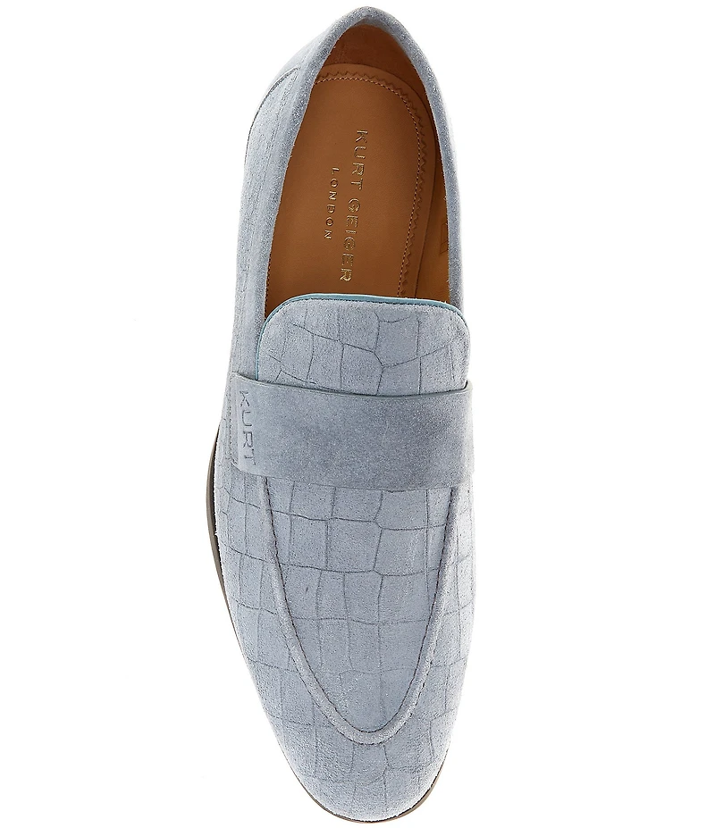 Kurt Geiger London Men's Aldgate Flex Croco Embossed Suede Loafers