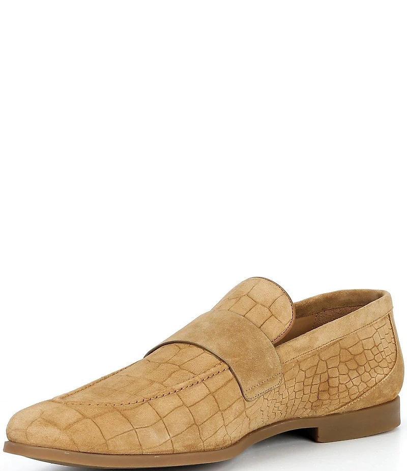 Kurt Geiger London Men's Aldgate Flex Croco Embossed Suede Loafers